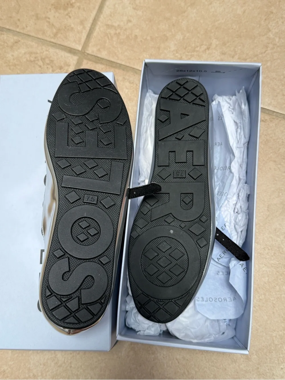 Aerosoles Perry Silver Mirror Metallic Flat Mary Jane 7.5
